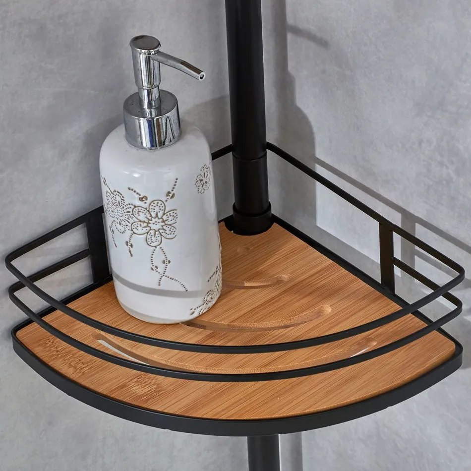 Becquet Étagère de douche télescopique inox et bambou< Accessoires De Salle De Bain|Idées Salle De Bain