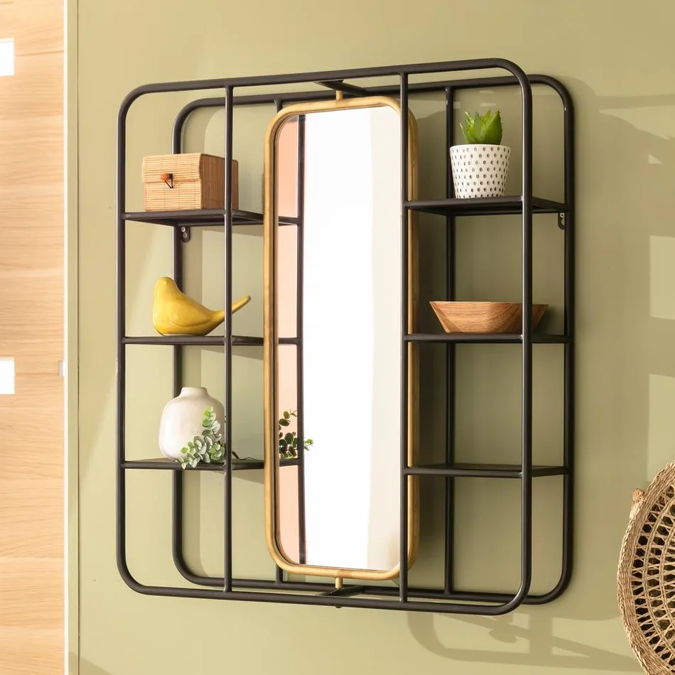 Becquet Étagère murale avec miroir pivotant< Rangement, Gain De Place|Meuble, Étagère