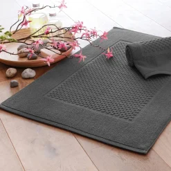 Becquet Tapis de bain coton jeu de reliefs - 800 g/m² - Lot de 2< Tapis De Bain, Tapis De Douche|Les Matières