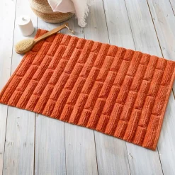 Becquet Tapis de bain en coton antidérapant motif briques< Tapis De Bain, Tapis De Douche|Les Matières