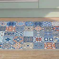 Becquet Tapis de protection en vinyle motif carreaux de ciment< Tapis D'Entrée, Tapis De Cuisine