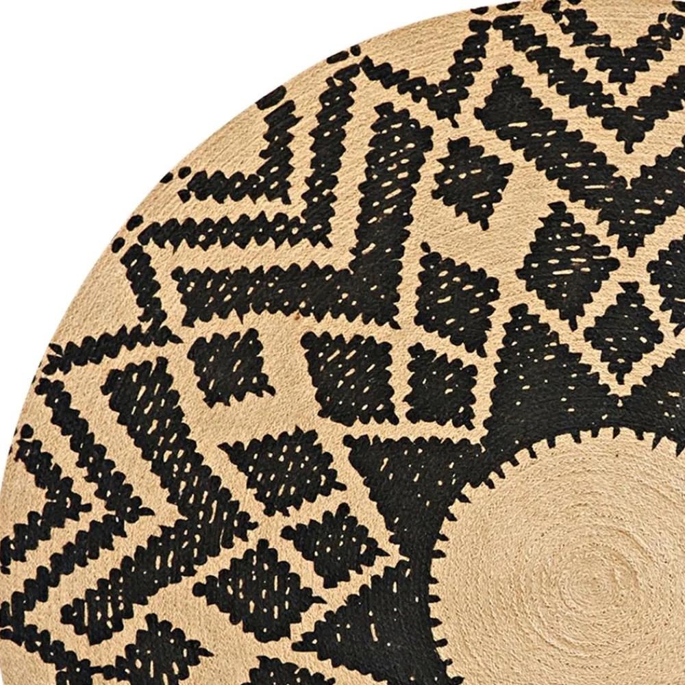 Becquet Tapis rond en jute motif rosace< Rideau Et Déco Textile|Tapis