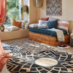 Becquet Tapis rond en jute motif rosace< Rideau Et Déco Textile|Tapis