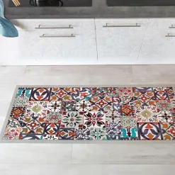Becquet Tapis vinyle carreaux de ciment colorés< Tapis D'Entrée, Tapis De Cuisine