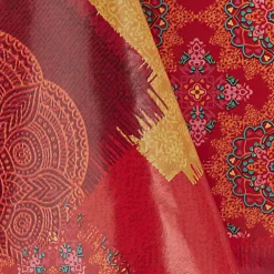 Becquet Toile cirée rouge motif indien< Nappe Tissu Au Mètre|Toile Cirée