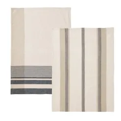 Becquet Torchon coton et lin rayé effet chiné - Unité ou lot de 2< Idées Cuisine|Idées Cuisine