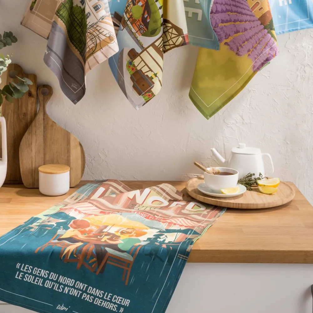 Becquet Torchons imprimés La Plage< Idées Cuisine|Idées Cuisine