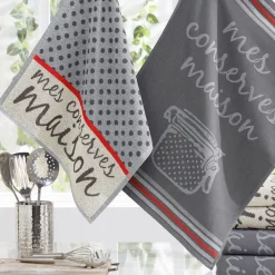 Becquet Torchons jacquard et essuie-mains éponges - motif conserves - lot de 3 et 6< Idées Cuisine|Idées Cuisine