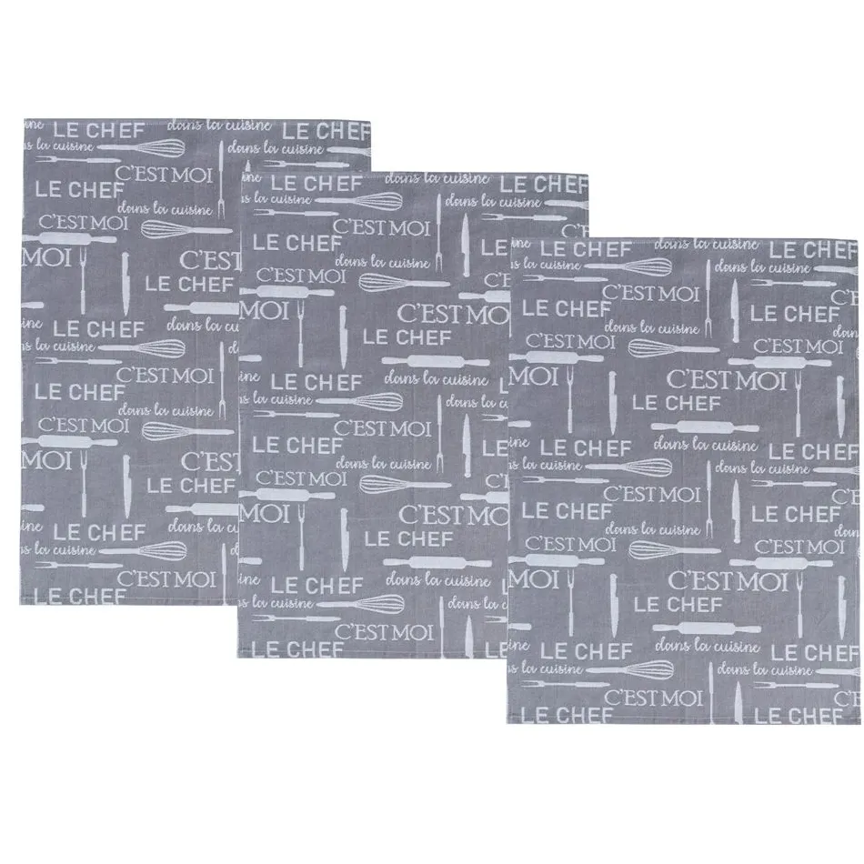 Becquet Torchons tissés jacquard "C'est moi le chef" - Lot de 3 ou de 6< Idées Cuisine|Idées Cuisine