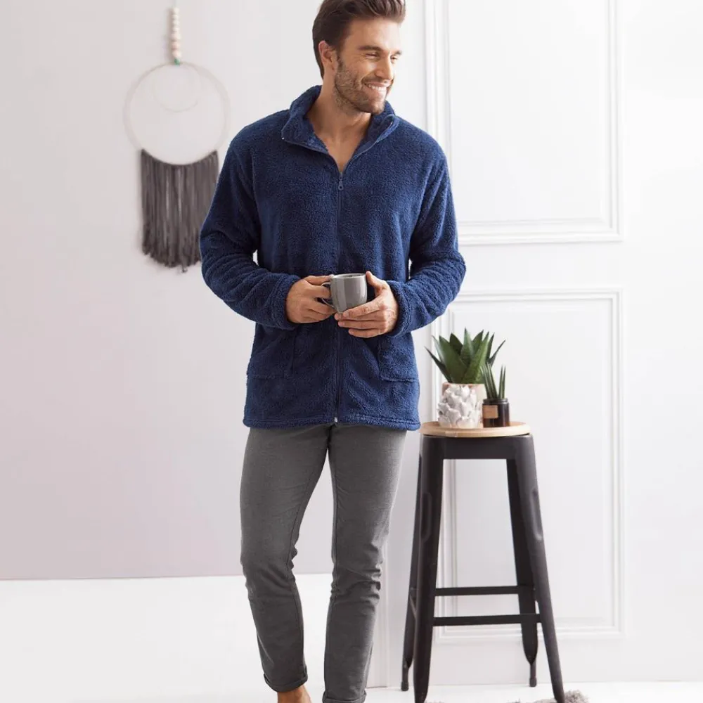 Becquet Veste d'intérieur unie - homme - 240 g/m²<Homme Pyjama Homme|Peignoir D’Intérieur, Veste D’Intérieur