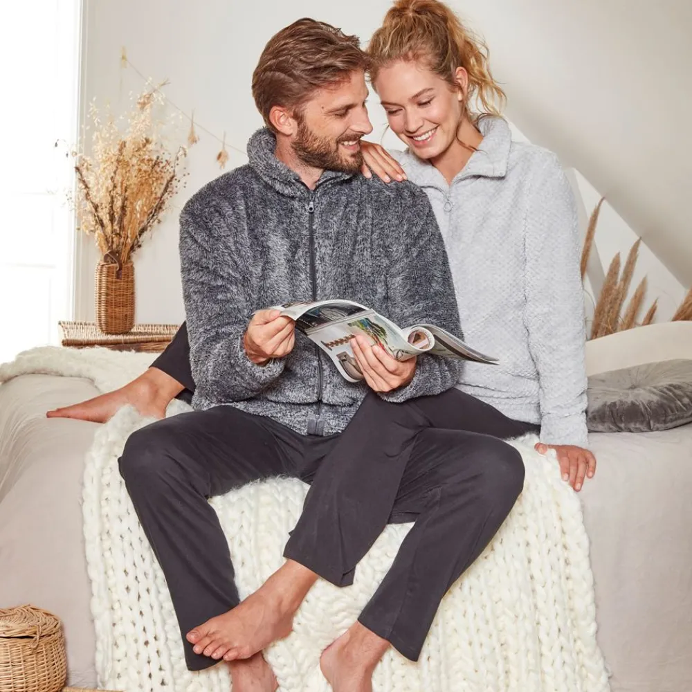 Becquet Veste d'intérieur unie - homme - 240 g/m²<Homme Pyjama Homme|Peignoir D’Intérieur, Veste D’Intérieur
