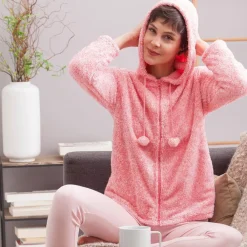 Becquet Veste polaire toucher peluche DODO HOMEWEAR® - 240 g/m²<Femme Pyjama Femme|Peignoir D’Intérieur, Veste D’Intérieur