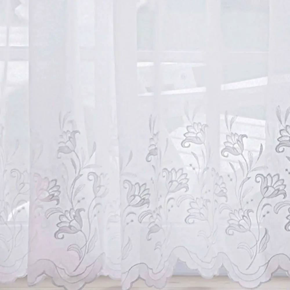 Becquet Voilage brodé finition écailles, galon fronceur< Rideau Et Déco Textile|Voilage, Panneau