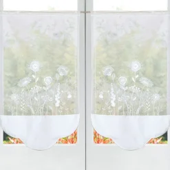 Becquet Voilage en pointe arrondie brodé fleurs< Voilage En Pointe, Voilage Droit, Brise-Bise, Store|Rideau Et Déco Textile